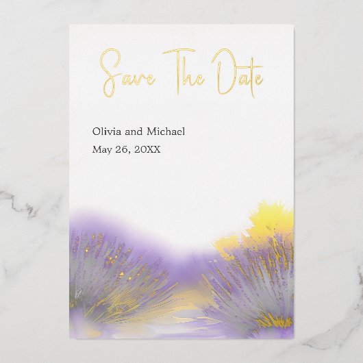 Lavendel floral Waterverf Save the Dates kaart (Voorkant)