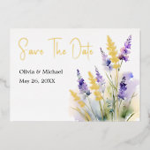 Lavendel floral Waterverf Save the Dates kaart (Voorkant)