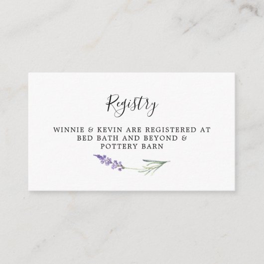 Lavendel Floral Wedding Registry Kaart (Voorkant)