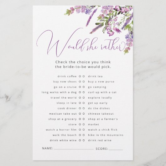 Lavendel Floral wil ze liever bruidsspel (Voorkant)