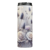Lavendel Floral Winter Snowman Thermosbeker (Achterkant)