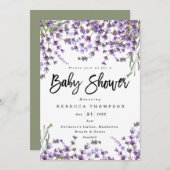 lavendel florals boho modern baby shower kaart (Voorkant / Achterkant)