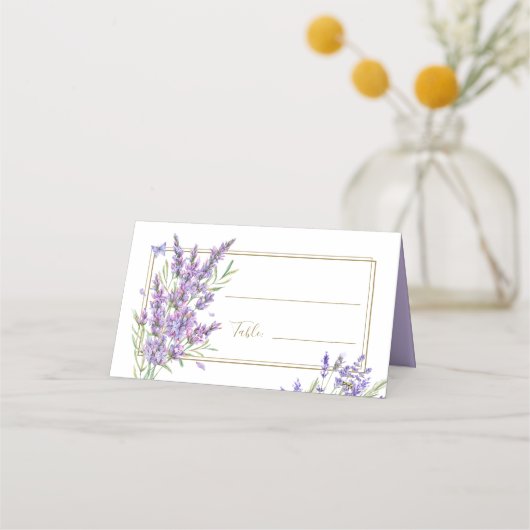 Lavendel Florals Paarse bruiloft plaats kaart Plaatskaartje (Voorkant)