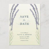 Lavendel Flower Waterverf Yellow Save the Date Aankondigingskaart (Voorkant)