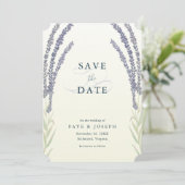 Lavendel Flower Yellow Save the Date Kaart (Staand voorkant)