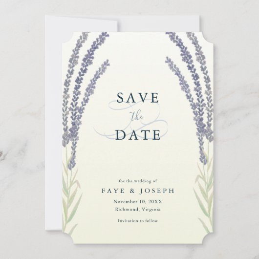 Lavendel Flower Yellow Save the Date Kaart (Voorkant)