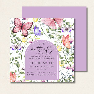 Lavendel Fluttering Butterfly Greenery Square Kaart