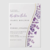 Lavendel Foliage Nuestra Boda Spaanse bruiloft Vellum Uitnodigingen (Voorkant)