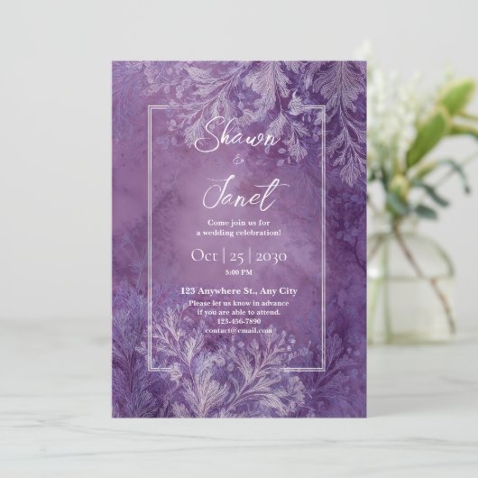 Lavendel Forest Botanische bruiloft Kaart (Staand voorkant)