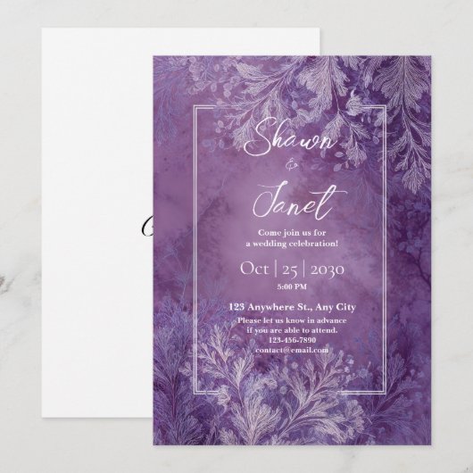 Lavendel Forest Botanische bruiloft Kaart (Voorkant / Achterkant)