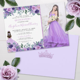 Lavendel Foto Bloemen Paarse Quinceanera Kaart