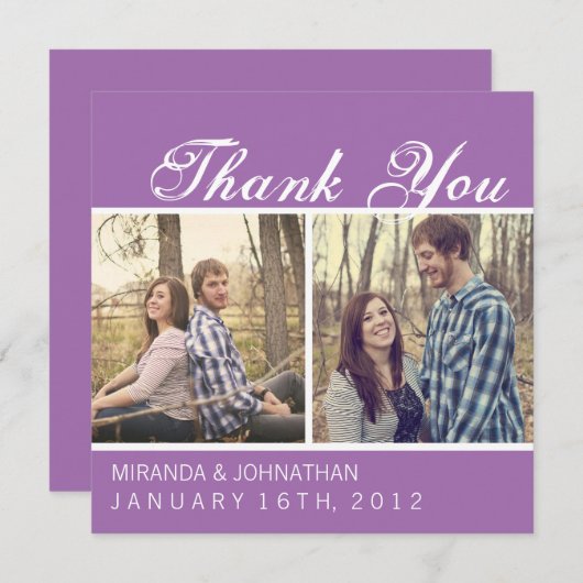 Lavendel Foto Bruiloft Dank Je Kaarten (Voorkant / Achterkant)