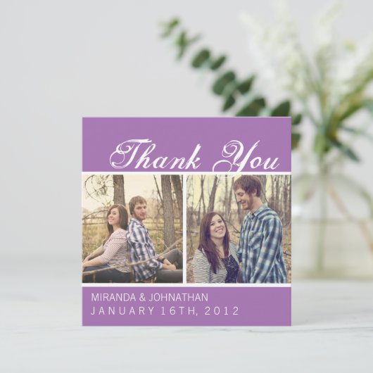 Lavendel Foto Bruiloft Dank Je Kaarten (Staand voorkant)