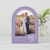 Lavendel foto bruiloft dank u kaart (Staand voorkant)