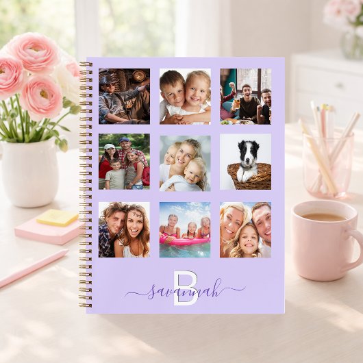 Lavendel foto collage monogram modern dagboek notitieboek