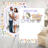 Lavendel Foto Dank u - Hedgehog Baby shower Bedankkaart