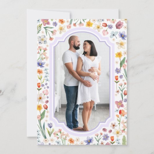 Lavendel Foto Dank u - Hedgehog Baby shower Bedankkaart (Voorkant)