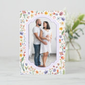 Lavendel Foto Dank u - Hedgehog Baby shower Bedankkaart (Staand voorkant)