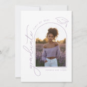 Lavendel Foto Hand getrokken Afstudeerder Party Ui Aankondiging (Achterkant)