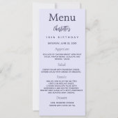 Lavendel foto leuke weetjes verjaardagsmenu kaart (Voorkant)