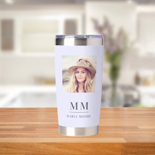 Lavendel foto monogram initialen naam geïsoleerde drinkbeker