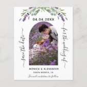 Lavendel foto qr code bruiloft Save the Date (Voorkant)