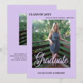 Lavendel Foto Script Afstudeeraankondiging Kaart (Voorkant / Achterkant)