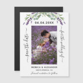 Lavendel foto trouwkaart Save the Date magneet (Voorkant / Achterkant)