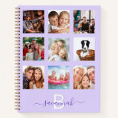 Lavendel fotocollage monogram modern dagboek notitieboek (Voorkant)