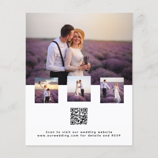 Lavendel fotocollage QR RSVP budget bruiloft (Achterkant)