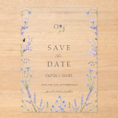 Lavendel Franse trouwacryl save the date Acryl Uitnodigingen (Voorkant)