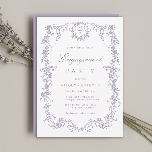 Lavendel Franse Victoriaanse Bloem Engagement Fees Kaart