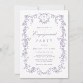 Lavendel Franse Victoriaanse Bloem Engagement Fees Kaart (Voorkant)
