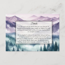 Lavendel Frost in de Alpine Mist bruiloft Informatiekaartje