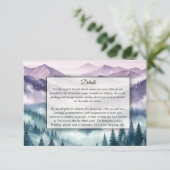Lavendel Frost in de Alpine Mist bruiloft Informatiekaartje (Staand voorkant)