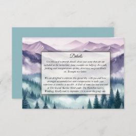 Lavendel Frost in de Alpine Mist bruiloft Informatiekaartje