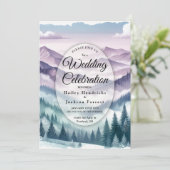 Lavendel Frost in de Alpine Mist bruiloft Kaart (Staand voorkant)