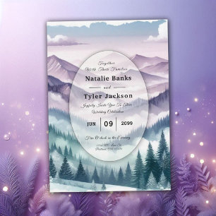 Lavendel Frost in de Alpine Mist bruiloft Kaart