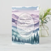 Lavendel Frost in de Alpine Mist bruiloft Kaart (Staand voorkant)