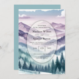 Lavendel Frost in de Alpine Mist bruiloft Kaart