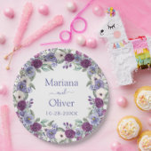 Lavendel Fuchsia Blush Waterverf Bloemen Bruiloft Papieren Bordje (Feest)