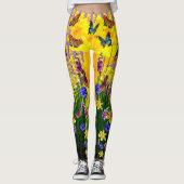 Lavendel Fun Butterfly Springtime Bloemen Leggings (Voorkant)