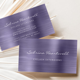Lavendel Geborsteld Metaal Schrift Make-up Artiest Visitekaartje