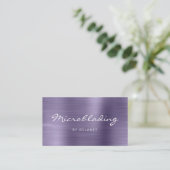 Lavendel Geborsteld Metaal Schrift Microblading Visitekaartje (Staand voorkant)