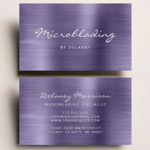 Lavendel Geborsteld Metaal Schrift Microblading Visitekaartje