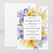 Lavendel Geel Bloemen Rustieke repetitie diner Kaart (Voorkant / Achterkant)