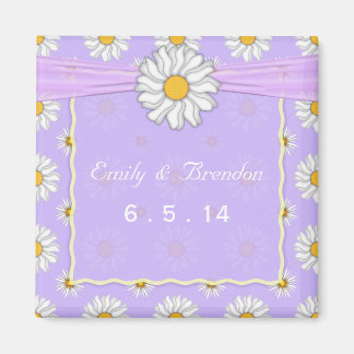 Lavendel Geel en Wit Bloemen Daisy Wedding Magneet