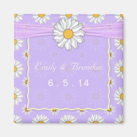Lavendel Geel en Wit Bloemen Daisy Wedding Magneet (Voorkant)