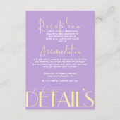 Lavendel & Geel Moderne Minimale Trouwdetails Informatiekaartje (Voorkant)