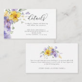 Lavendel geel paarse bloemen bruiloft details informatiekaartje (Voorkant / Achterkant)